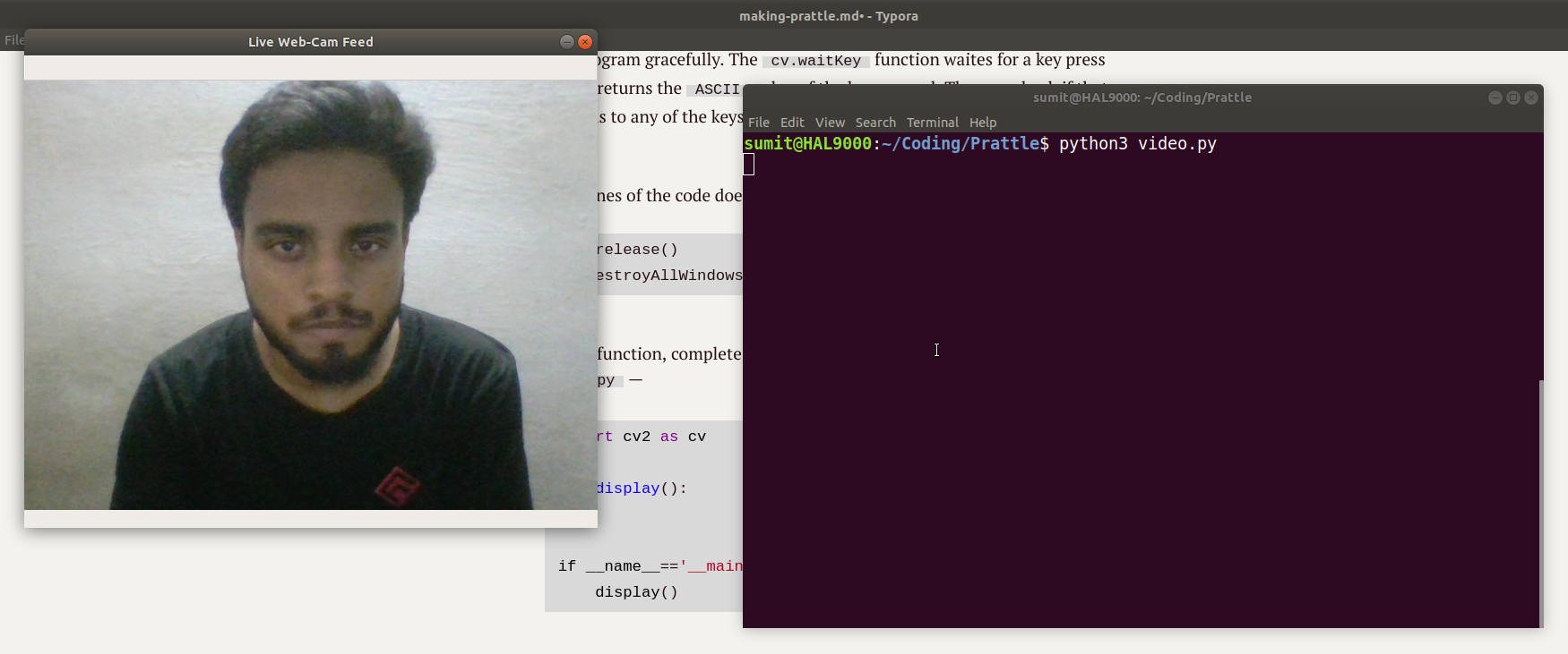 Live web-cam feed using OpenCV